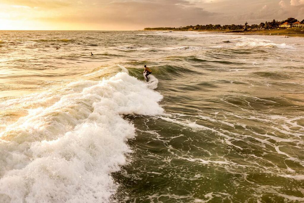 Surfing on Bali's west coast